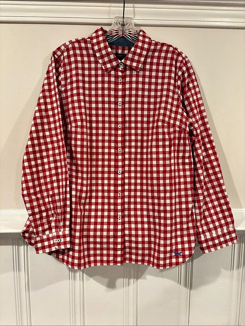 Talbots Gingham Button Down Red & White Size LP Like New